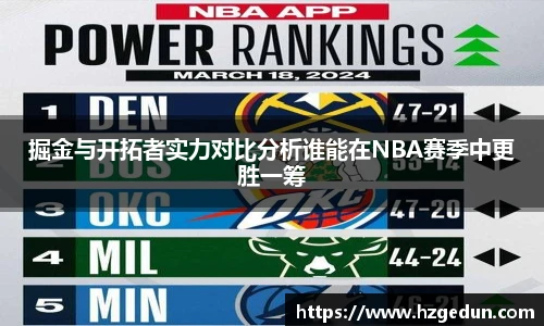 掘金与开拓者实力对比分析谁能在NBA赛季中更胜一筹